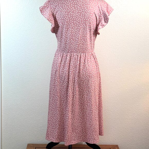 Dusty Rose Polka Dot Dress - Picture 2 of 5